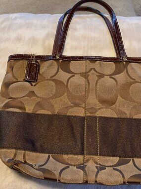 Brown and Tan Coach Tote Bag